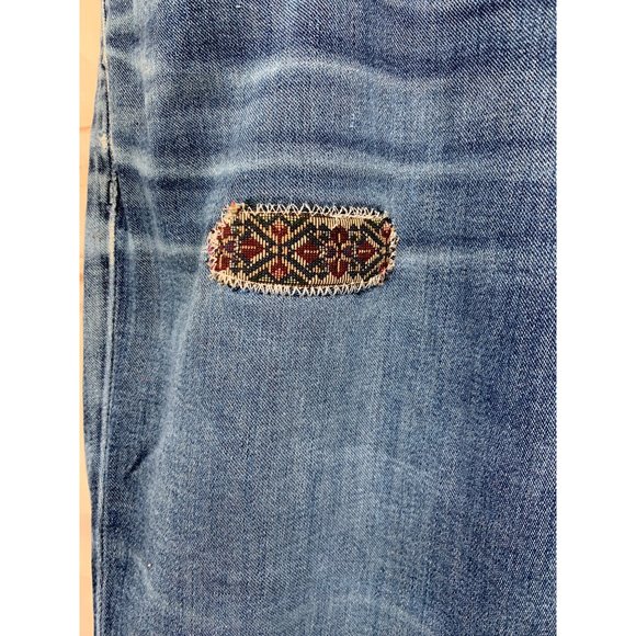 Lucky Brand Womans 12/31 The Sweet Jean Boot Ankle Patched Distressed Blue Cotto - Picture 5 of 12